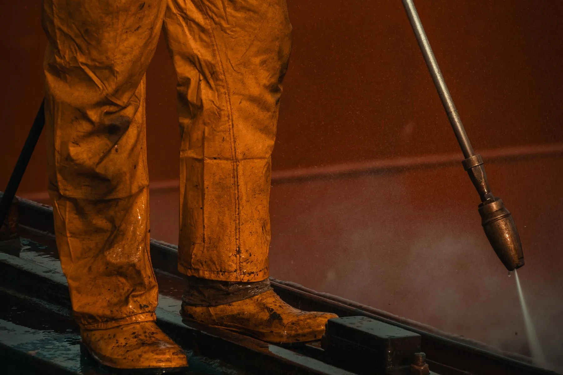 Pressure washing an outdoor surface